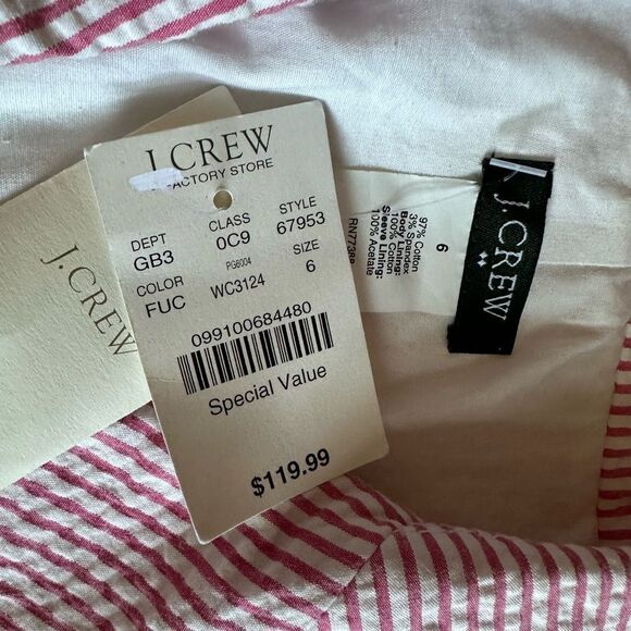 J. Crew Blazer Jacket New Pink White Striped Womens Size 6 - Picture 8 of 9